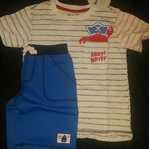 2pc Nautical themed short sleeve and shorts set